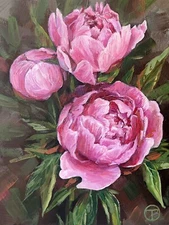 Peonies Original Acrylic Painting Still Life Flowers 8x6 inches   Ⓣ