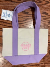 NEW Purple Trader Joe's *Limited Edition*  Mini Canvas Tote Bag Pastel Laven NWT