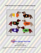 Dachshunds in Halloween Sweaters Magnets- Plastic Canvas Pattern or Kit