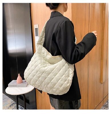 Quilted Detail Large Capacity Shoulder Tote Bag