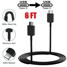 1x Black Type C to Type C Cable 6FT 2M Fast Charging Cable Cord Data for Samsung