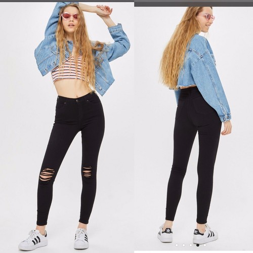 Topshop Black Ripped Jamie Skinny Jeans 