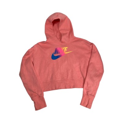 Nike Sportswear Girls Pullover Cropped Jumper Hoodie Size XL Pink