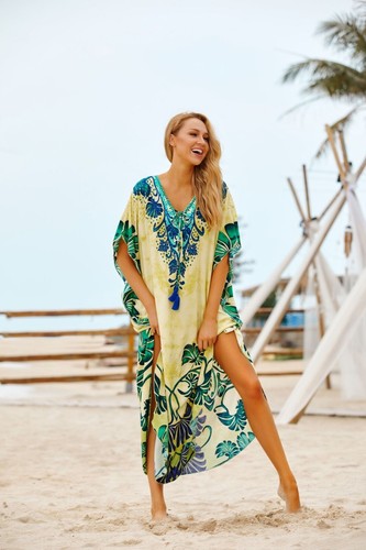 AU STOCK SOFT COTTON OVERSIZE KAFTAN TUNIC KIMONO DRESS BIKINI COVER UP 295 - Picture 4 of 5