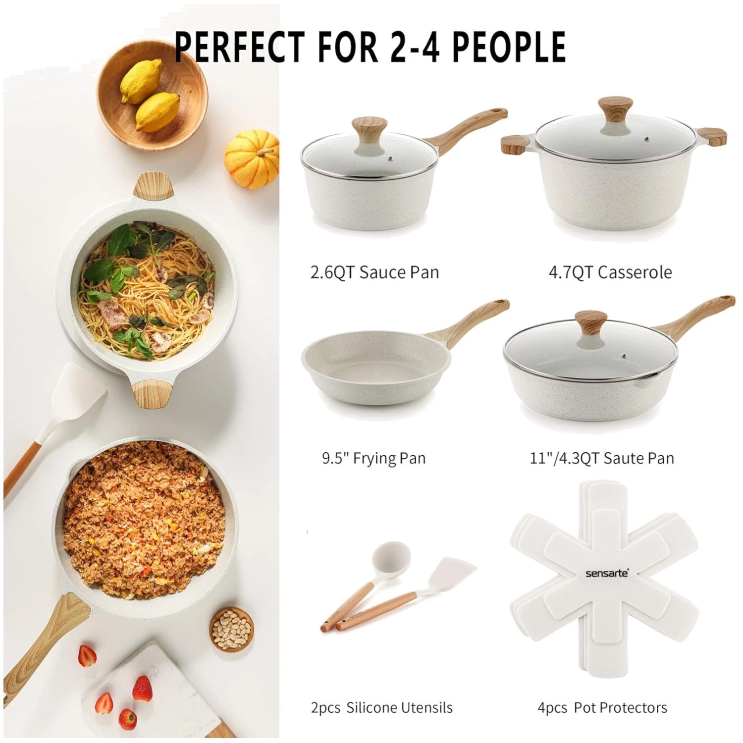 Healthy Ceramic Cookware Set, 13-Piece Nonstick Pots & Pans