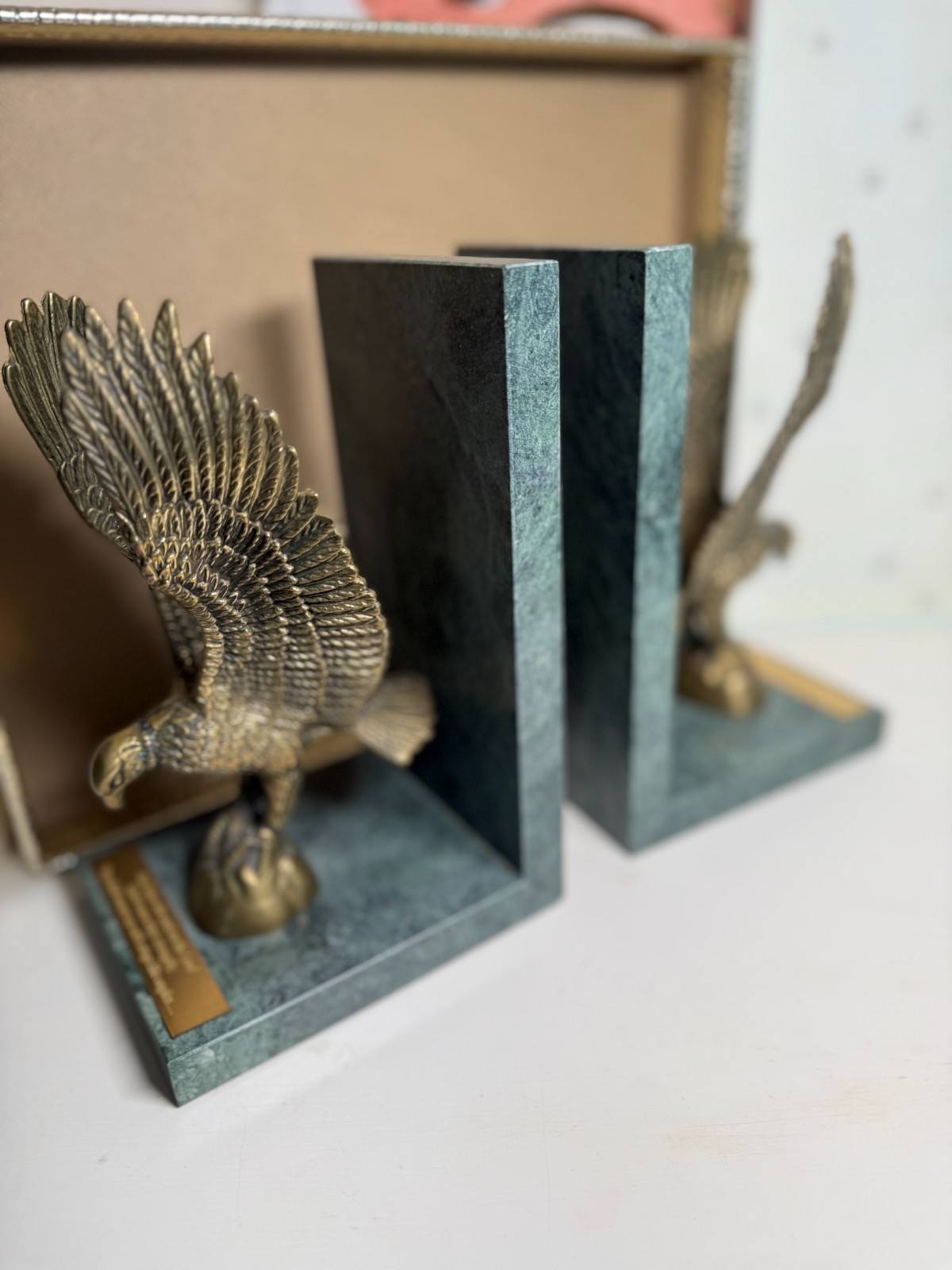 Vintage American Eagle Solid Brass, Bookends with… - image 17