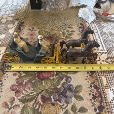 Vintage Cast Iron Stanley Toys Horse And Buggy.