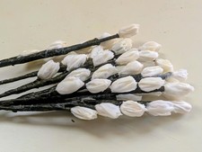Vintage Millinery Flowers - 8 Stems: White Buds