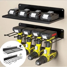 Heavy Duty Power Tool Organizer Wall Mount, Cordless 4 Drill Hanger Storage Rack