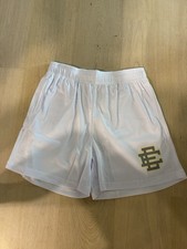 Eric Emanuel White Shorts Yellow/grey Logo Size Small Brand New In Bag