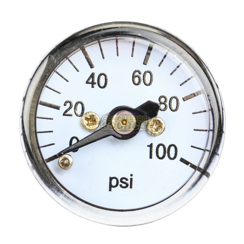 1/8" MNPT Mini Micro Air Pressure Gauge 0-100 PSI 1" Face CBM Center Back Mount - Picture 3 of 6