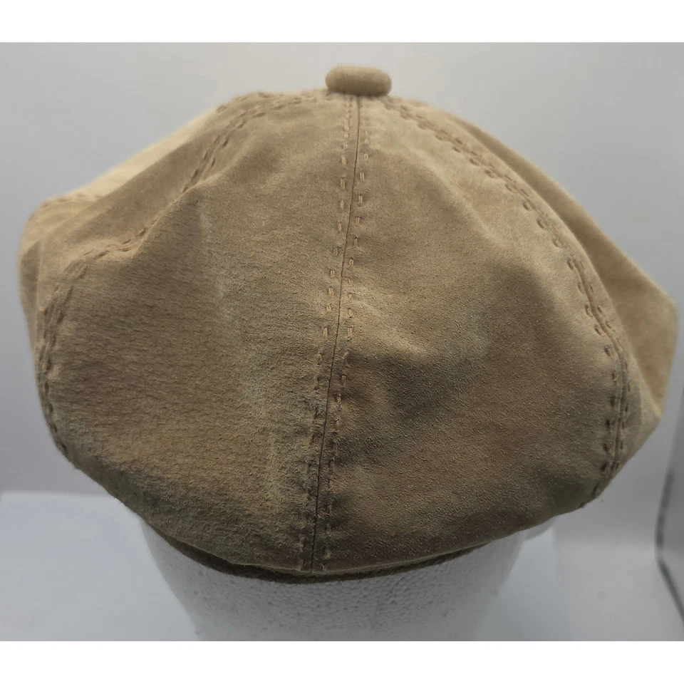 Gorra de boyero de gamuza Liz Claiborne beige tostado Gatsby sombrero plano para mujer OS Foto 3 de 4