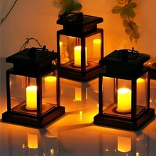 4Pcs Solar Powered LED Lantern Lights Waterproof Hanging Lamp Outdoor Garden UK