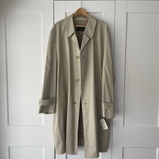 Vintage Lord Mens Beige Trench Coat Mac NWT Plaid Lined West Germany 46R XL mod