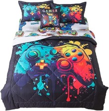 Game Comforter Sets for Boys Kids 6 Piece Gaming Bedding Set Twin Size Colorf...