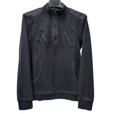 Armani Exchange AX Men's Quarter-Zip Long-Sleeves Black Sweatshirt Size Medium
