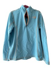 The North Face Sweatshirt Fleece Pullover Girls Med 10/12 Aqua Quarter Zip