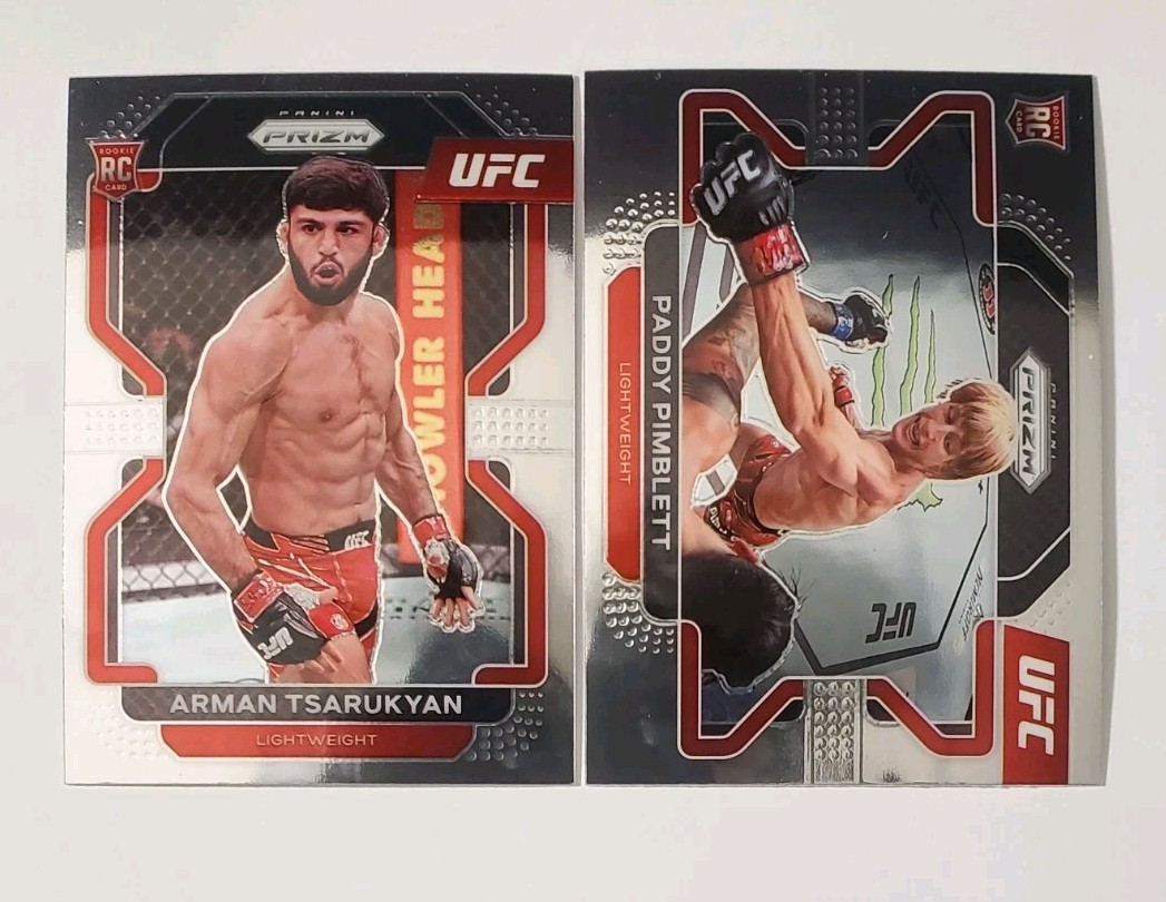 2022 Panini Prizm UFC Rookie Arman Tsarukyan #187 RC & Paddy Pimblett RC #88