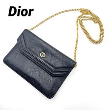 Portafoglio a tracolla DIOR con catena in pelle nera