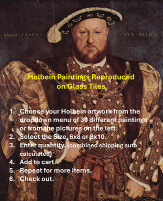 Holbein Paintings on Glass Tile - Decorative Art- Museum Inspired Table Top Art