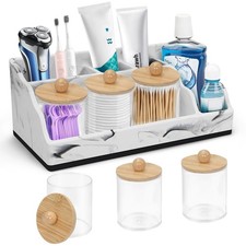 Marble Toothbrush Holder for Bathroom Organizer Countertop, Toothbrush Organi...