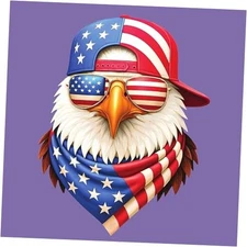 Patriotic American Eagle with Glasses Vinyl Decal, 5-Inch, 4th of July 