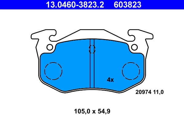 Plaquettes de frein à disque ATE 13.0460-3823.2 sans bruit et sans poussière OE 4251 46