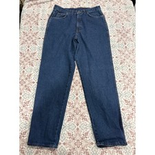 Chic Vintage High Waisted Straight Leg Jeans Tall Size 18 Dark Wash Made in USA
