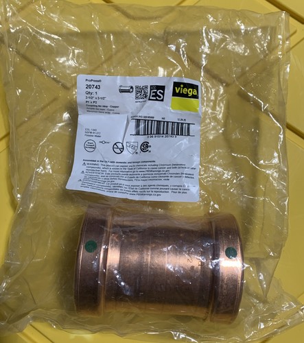 2-1/2โ Viega 20743 Propress No Stop Repair Coupling P X P Copper Pipe Fitting