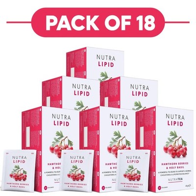 NutraTea NutraLipid Weißdornbeeren & Heiliges Basilikum Kräutertee 20 Teebeutel Packung