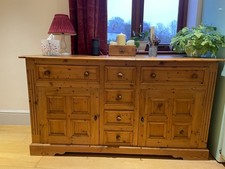 pine sideboard: used, 2 cupboards with shelves and 4 drawers.