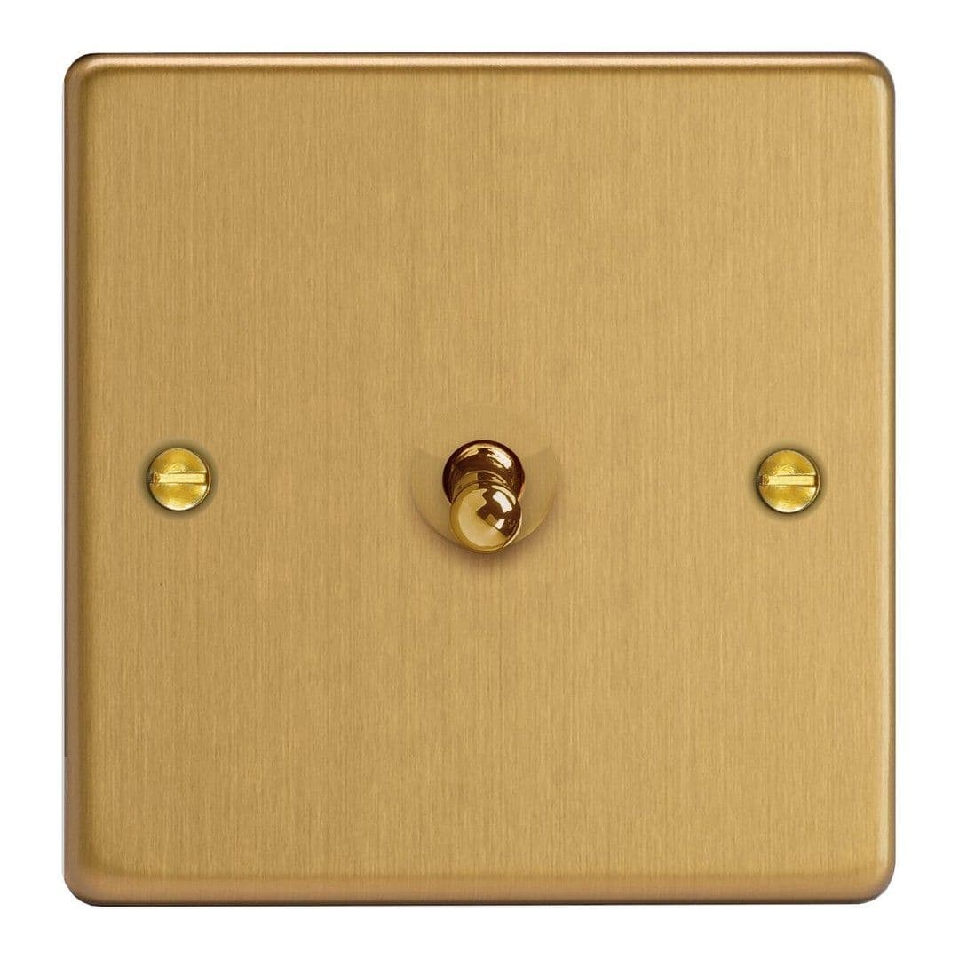 Varilight XDET1.BB Essential Brushed Brass 1 Gang 10A 1 or 2 Way Toggle Switch