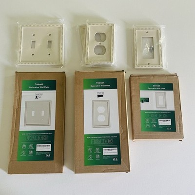 New!Treewell 4 Outlet Switch Wall Plate Pearl Decorative Light Almond Durable
