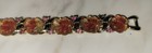 Rare Lisner Thermoset Autumn Pink Yellow Leaves Bracelet Earring Set Rhinestone — photo 8