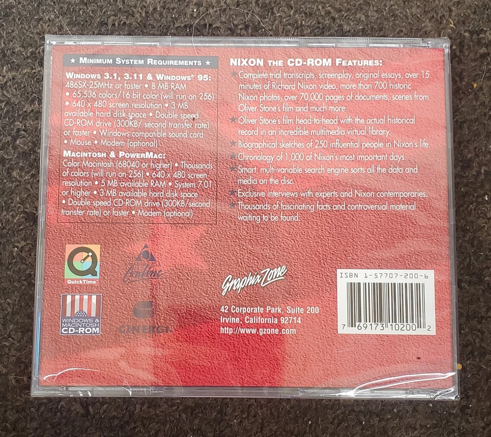 NIXON THE CD-ROM - 1996 Graphix Zone - Win / Mac - jewel case - sealed - Image 2 of 2