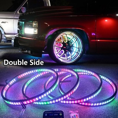 2/4/6/8 Row 15.5'' ~ 17.5'' Double Side Chasing LED Truck Wheel Ring Rim Lights