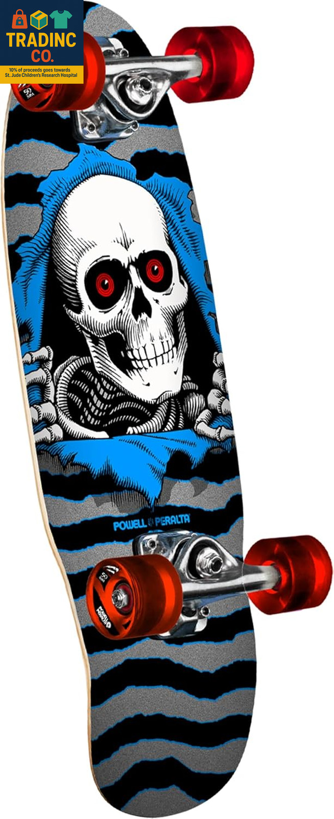 Micro Mini Ripper Skateboard Cruiser Complete, Silver/Blue, 