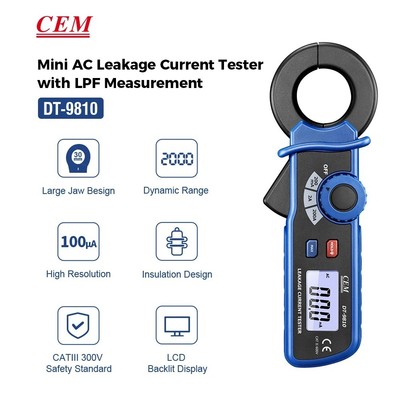 CEM DT-9810 Mini AC Leakage Current Tester Clamp Meter   200 A Range, 9 V