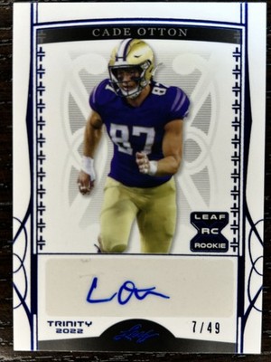 Cade Otton 2022 Leaf Trinity Navy Rookie Auto SP! 7/49!