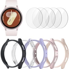 5 5 Pack Screen Protector for Galaxy Watch 7 44mm Waterproof Case Bumper Guard