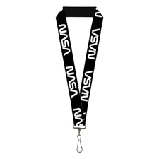 Buckle-Down Lanyard NASA Text Black White