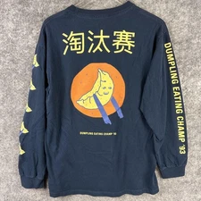 a.lab Dumpling Eating Champ Shirt Mens Large Navy Long Sleeve Graphic Streetwear