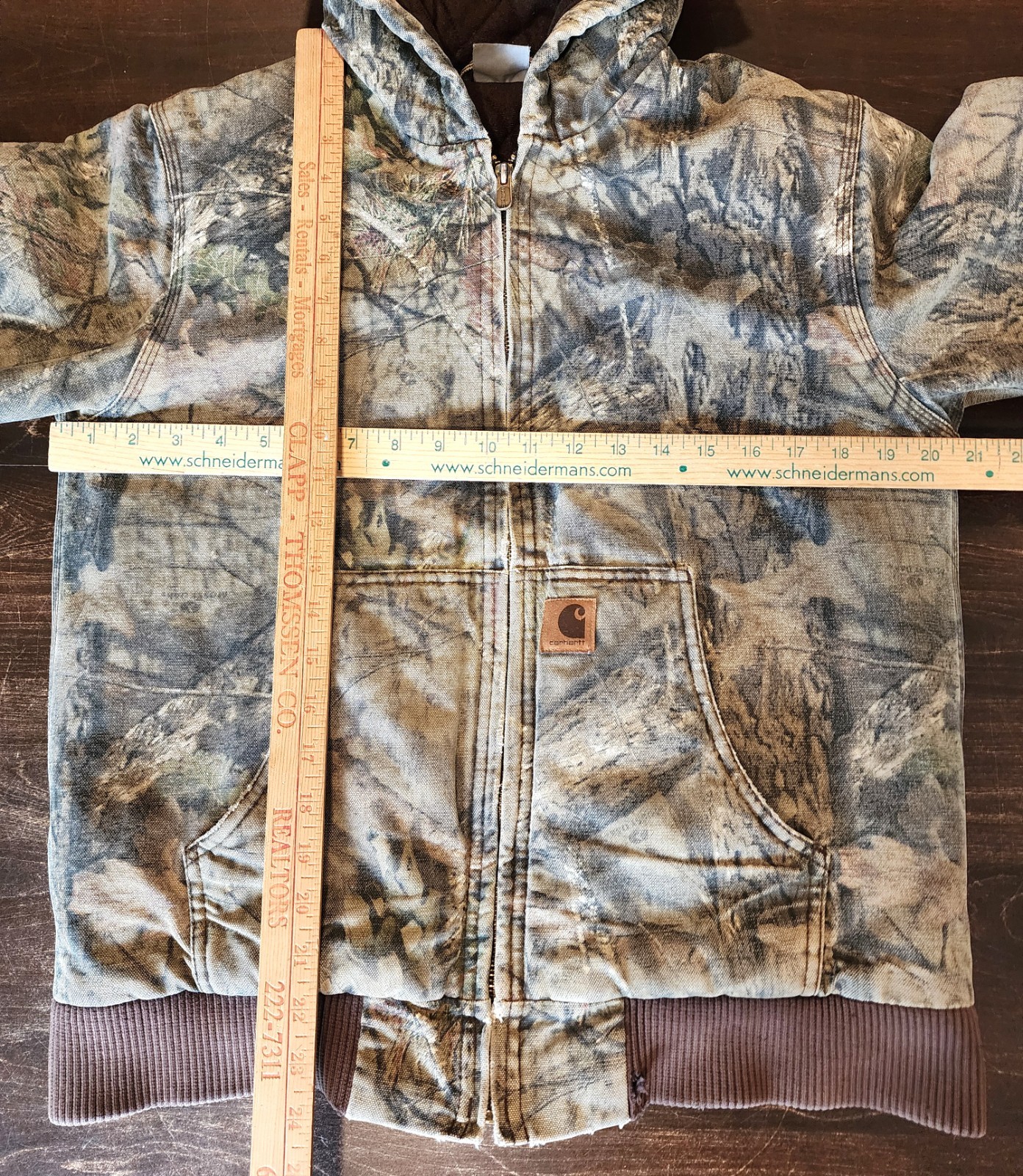 Carhartt Realtree Camo Canvas Hooded Quilt Lined Jacket Youth Size L (14-16) image 3