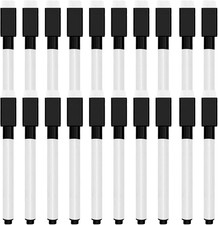 20 Pcs Black Magnetic Dry Erase Markers with Eraser Cap, Mini White Board Marker