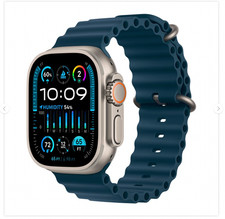 Apple Watch Ultra 49mm Titanium Case with Ocean Band - Blue, One Size GPS...