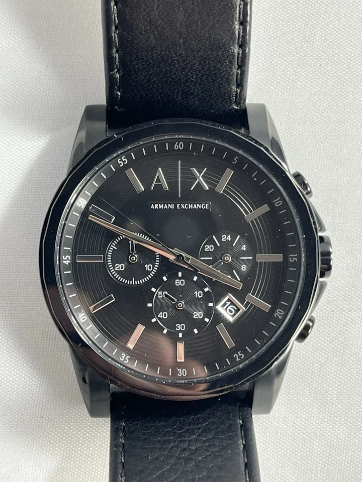 Reloj Hombre Armani Exchange A|X Cronógrafo Negro, Correa Cuero, Nuevo Estado Foto 3 de 4