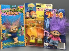 Vintage Troll Doll Lot MOC Norfin Tag Along Toy Things 3 Sealed New Old Stock