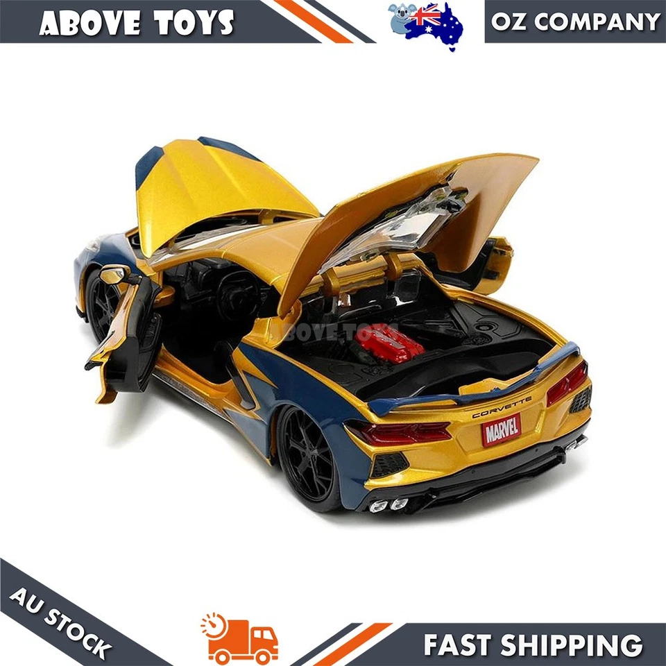Jada Toy 1:24 Xmen Wolverine Figure With 2020 Chevy Corvette Diecast Car Model - Image 4 of 4