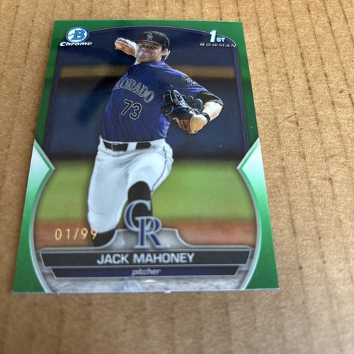 RARE 1/99! 2023 Bowman Chrome GREEN SP 1st Jack Mahoney RC #BDC-29 Rockies (e9) - Picture 1 of 2