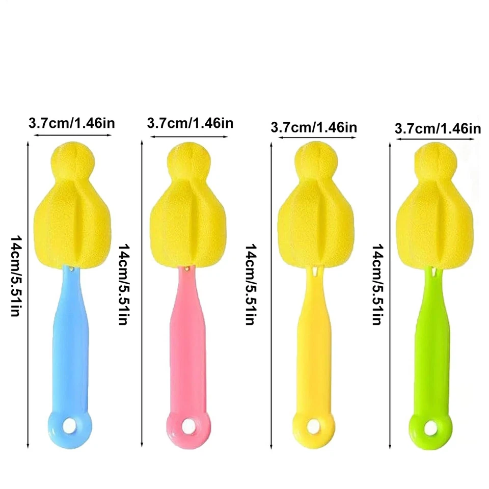 Cepillo para pezones 4 piezas cepillo esponja para pezones mango largo botella Foto 2 de 4